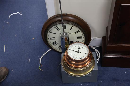 An early 20th century oak cased synchronome electric timepiece, H.50in.